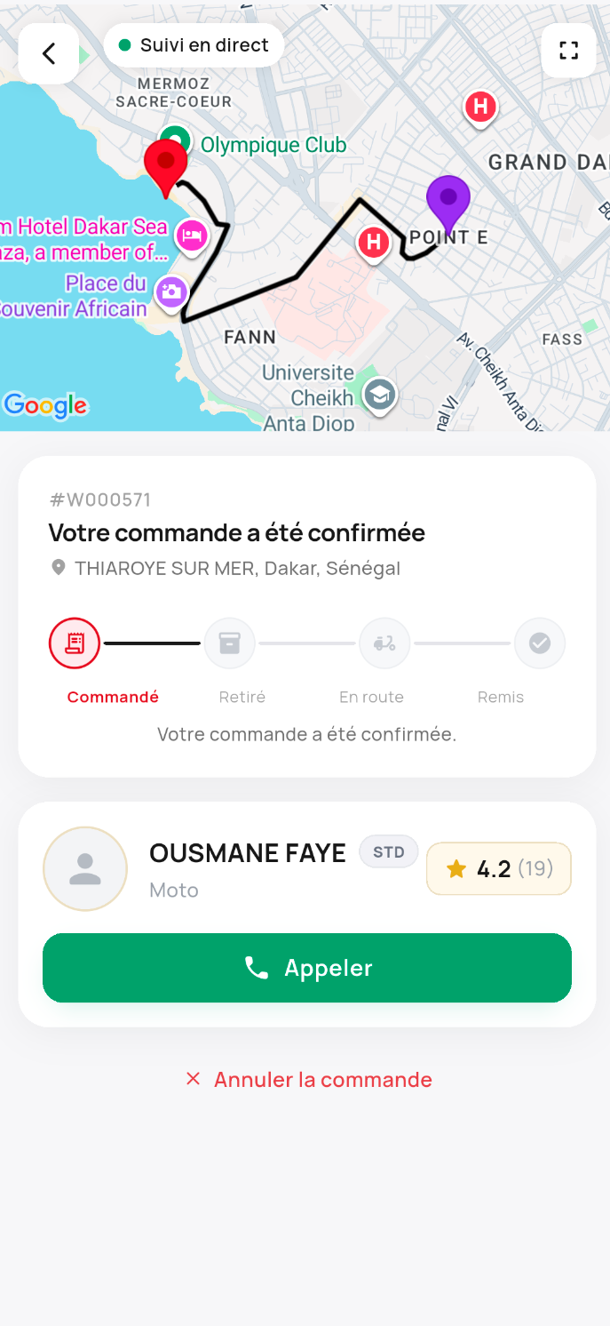 Écran suivi temps réel